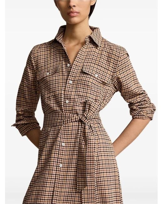 Polo Ralph Lauren Brown Checked Shirt Dress