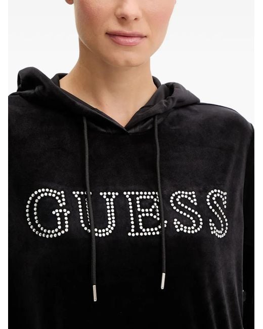 Guess Black Rhinestone-Embellished Hoodie