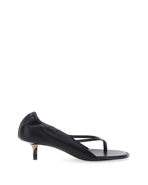 Jacquemus White Gathered Leather Sandals
