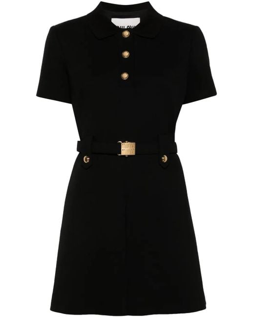 ワンピース Miu Miu Embroidered Poplin Mini Polo Dress Miu Miu Logo-Belt Mini Dress in Black | Lyst