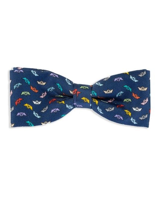 Fefe Blue Graphic-Print Bow Tie for men