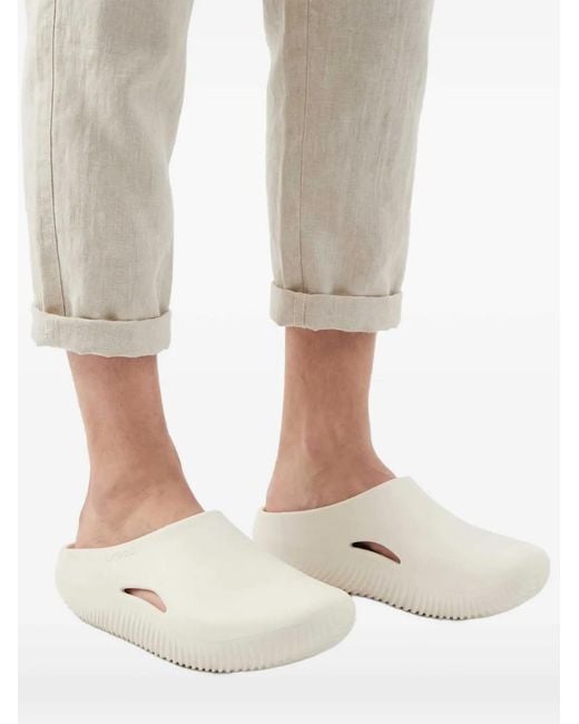 CROCSTM White Logo-Embossed Round-Toe Slides