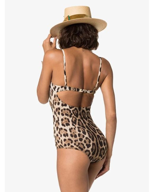 Dolce & Gabbana Brown Leopard-Print Balconette Swimsuit