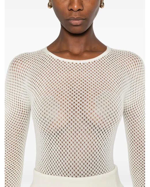 Wardrobe NYC White Mesh-Knit Bodysuit