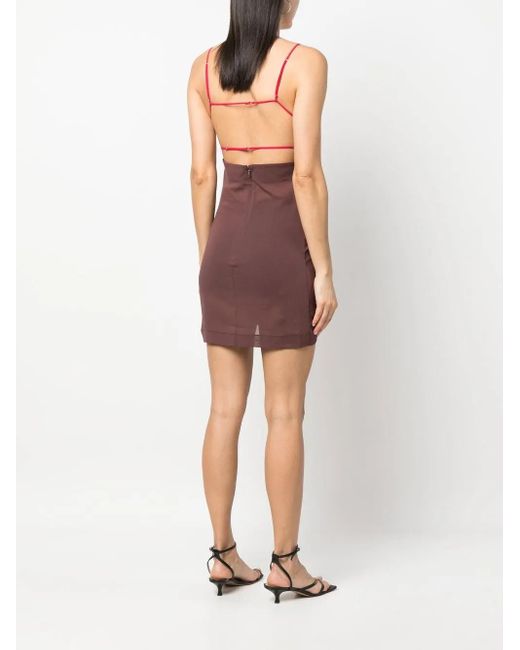 Nensi Dojaka Purple Cut-Out Cotton Minidress