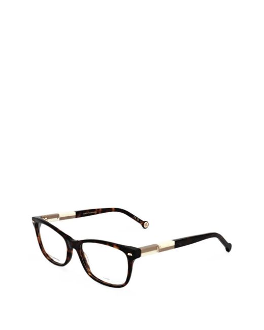 Carolina Herrera Brown Tortoiseshell-Effect Rectangle-Frame Glasses