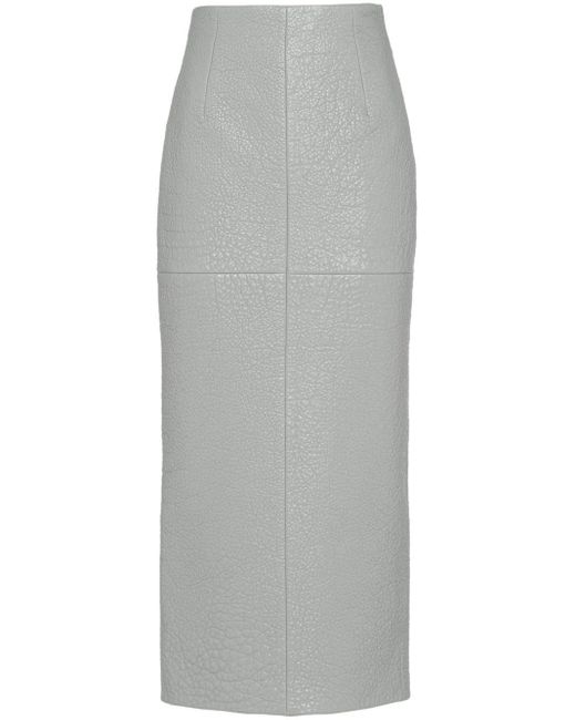 Prada Gray Nappa-leather Midi Skirt