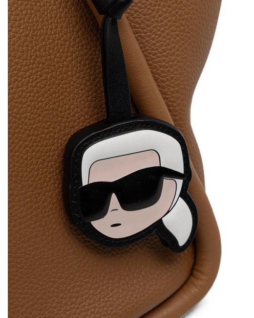 Karl Lagerfeld White Logo-Plaque Pebbled-Effect Tote Bag