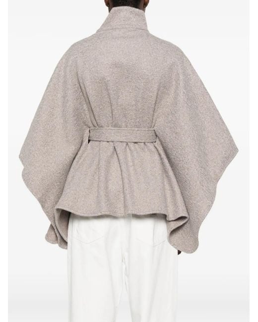 Liu Jo Gray Logo-Plaque Buttoned Cape