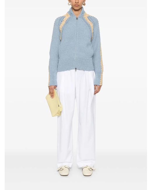 Ermanno Scervino Blue Knitted Bomber Jacket