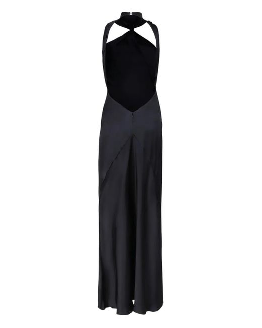 The Attico Black High-Neck Twisted Maxi Dress