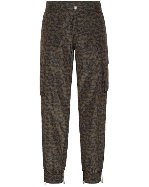 メンズ Philipp Plein カモフラージュ カーゴパンツ Gray