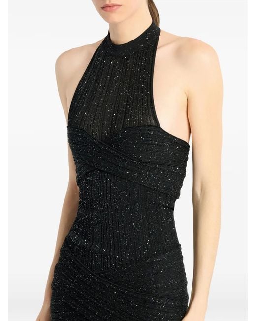 Balmain Black Long Fléchage Knit Dress