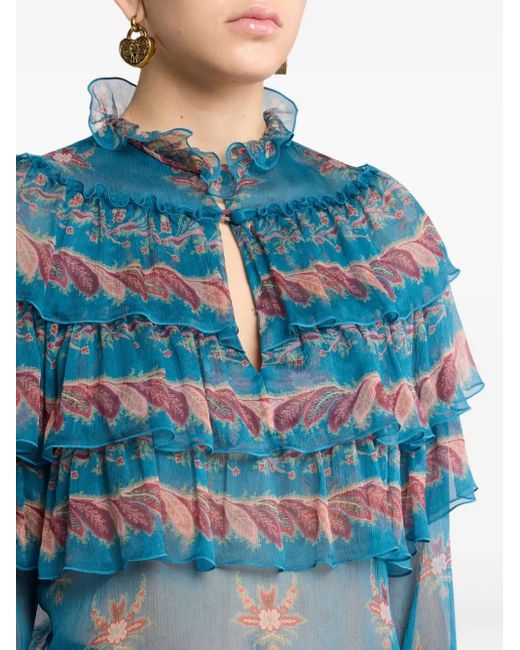 Etro Blue Silk Blouse