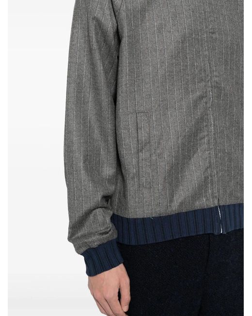 Private Stock Gray Wool-Cashmere Blend Bomber Jacket for men
