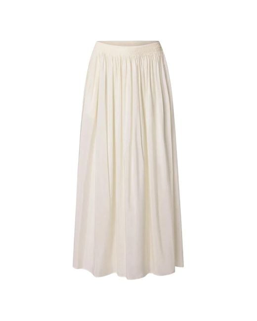 Loulou de Saison White Naya Gathered Flared Maxi Skirt