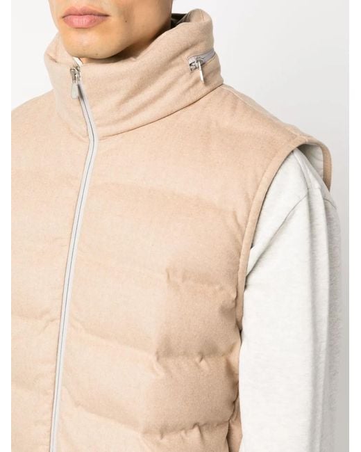 Brunello Cucinelli Natural Zip-Up Padded Gilet for men