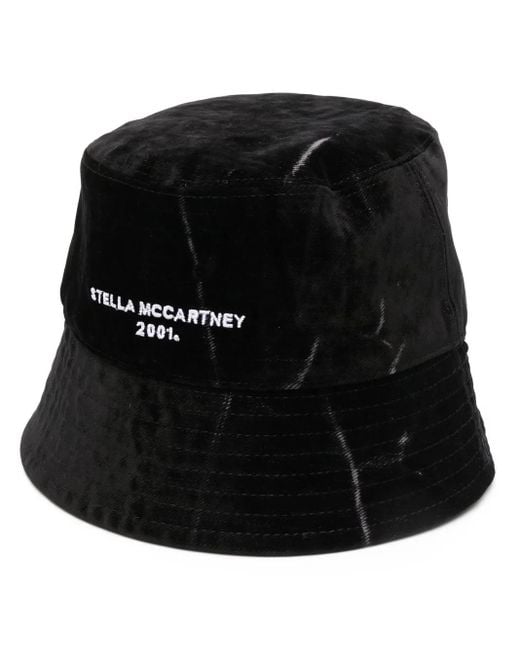 Stella McCartney Black Embroidered-Logo Bucket Hat