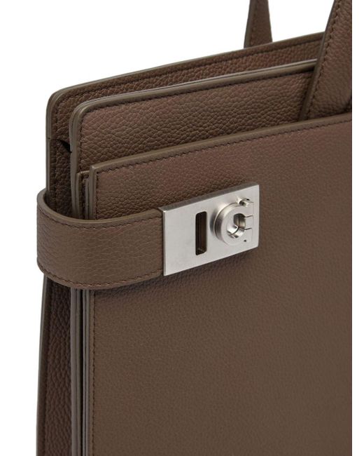 Ferragamo Brown Gancini-buckle Leather Briefcase for men