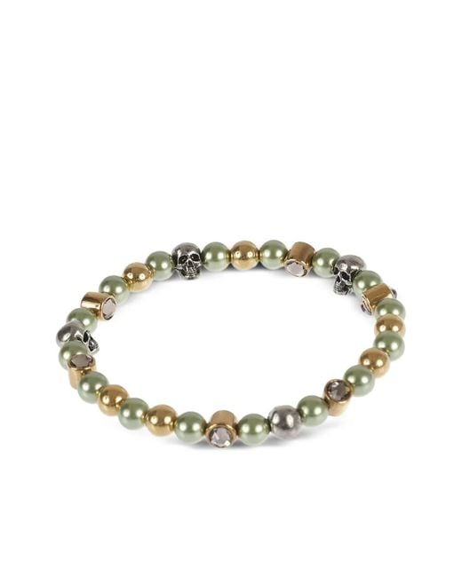 McQueen Metallic Skull Beaded Bracelet