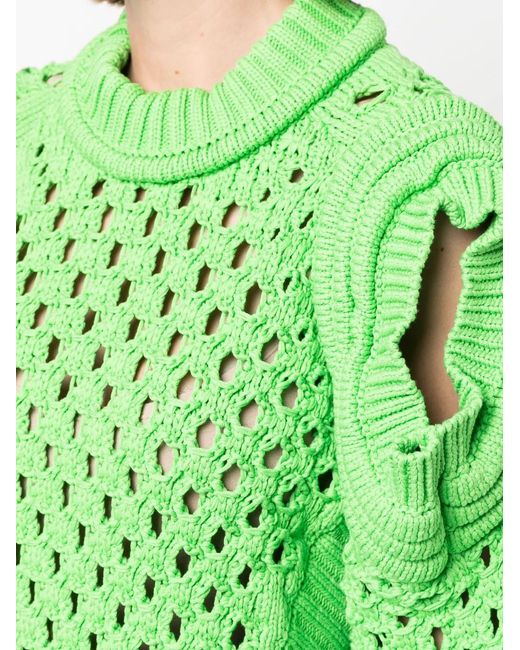 Stella McCartney Green Oversized Textured Mesh Jumper