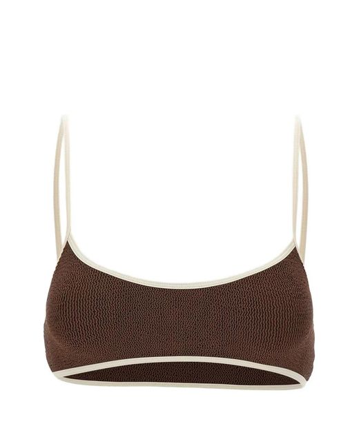 Mc2 Saint Barth Brown Judy String Crinkle-Effect Bikini Top