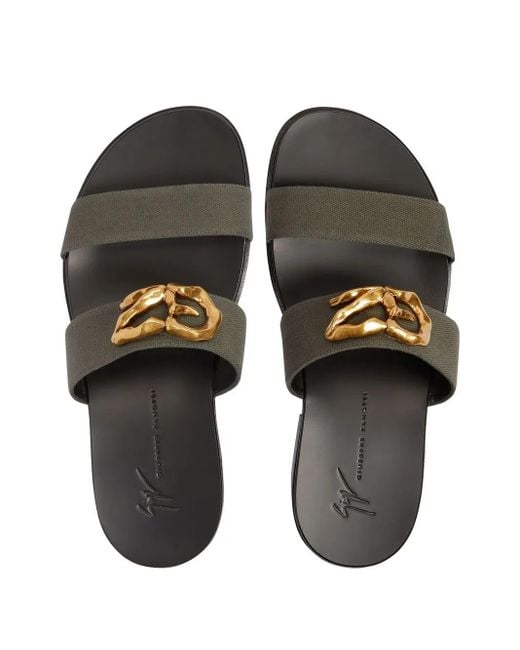 Giuseppe Zanotti Black Gregorie Logo-Plaque Sandals for men