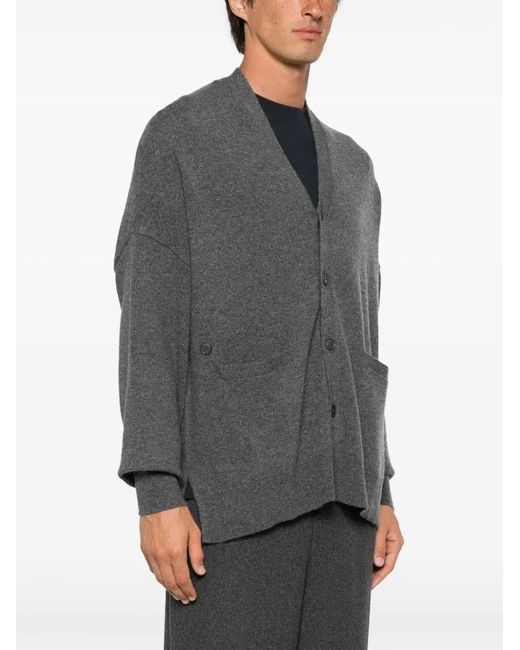 Extreme Cashmere Gray V-Neck Cashmere-Blend Cardigan