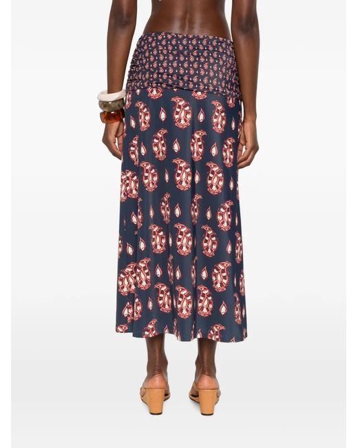 Johanna Ortiz White The Sun Paisley-Pattern Midi Skirt