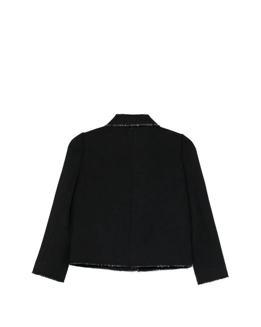 ShuShu/Tong Black Frayed Collared Jacket