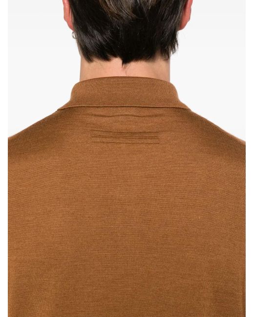 Zegna Brown Foliage Cashseta Polo Shirt for men