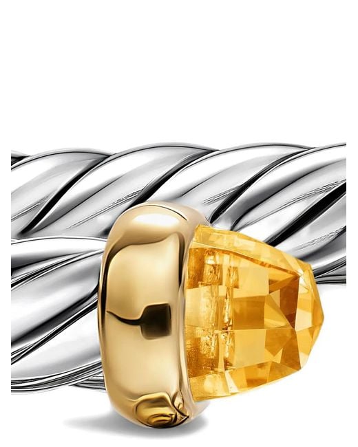 David Yurman White Sterling/14K Cable Flex Citrine Bracelet