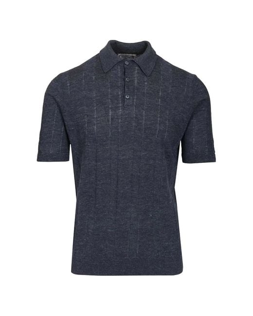 Al Duca D'aosta Blue Polo En Maille À Design Côtelé for men