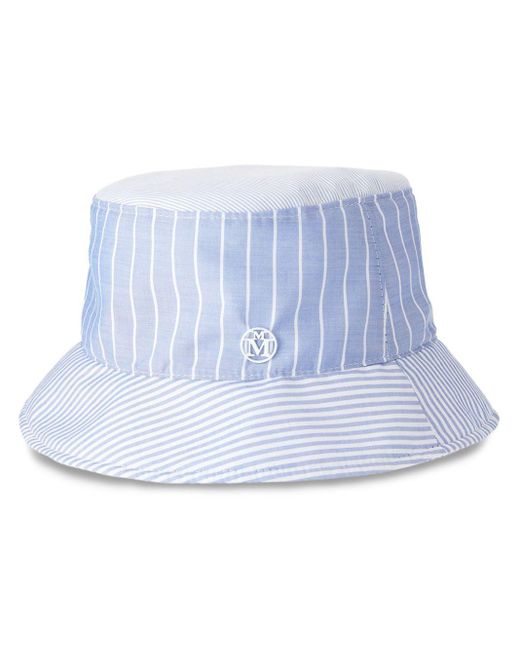 Maison Michel Blue Jason Striped Cotton Bucket Hat