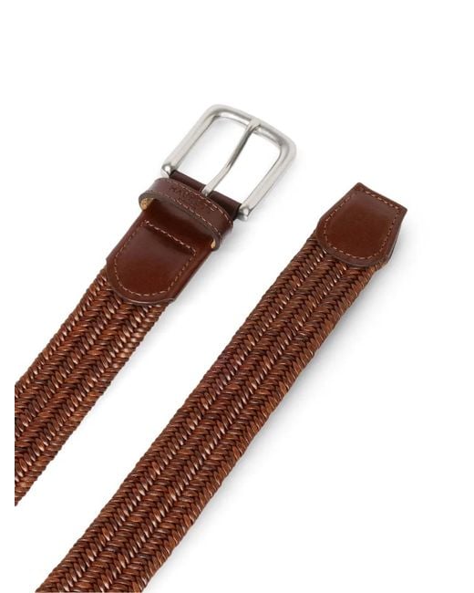 Hackett Brown Braided Leather Belt for men