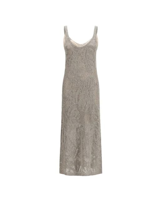 Brunello Cucinelli White Dazzling Water Lillies Dress