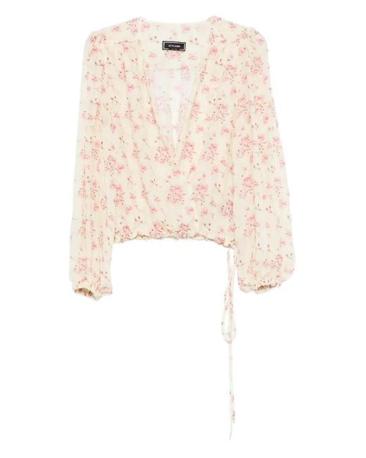 Styland White Floral-Print Blouse