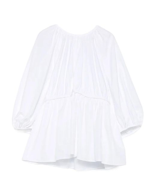 CECILIE BAHNSEN White Gerafftes Oberteil mit Puffärmeln