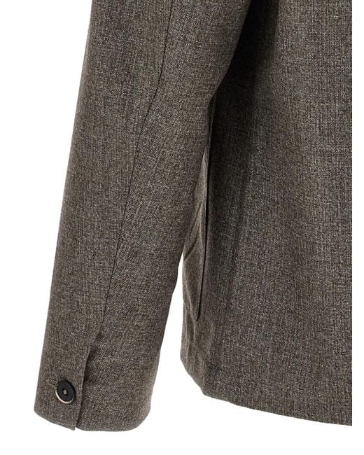 Barena Gray Patch-Pocket Button-Closure Shirt for men