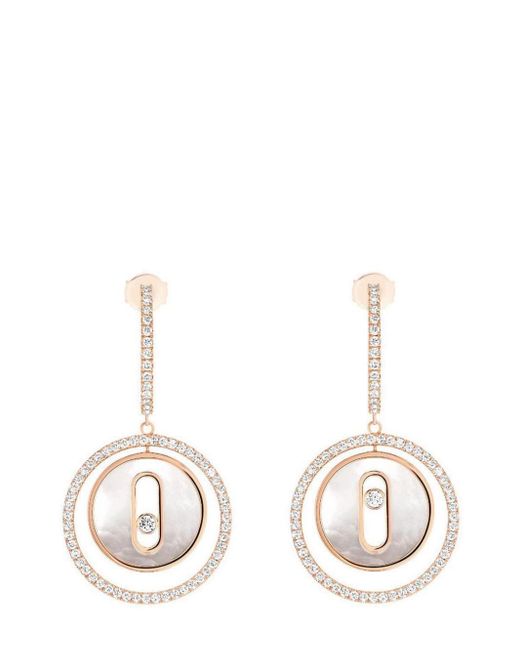 Messika Natural 18kt Rose Gold Small Lucky Move Diamond Drop Earrings