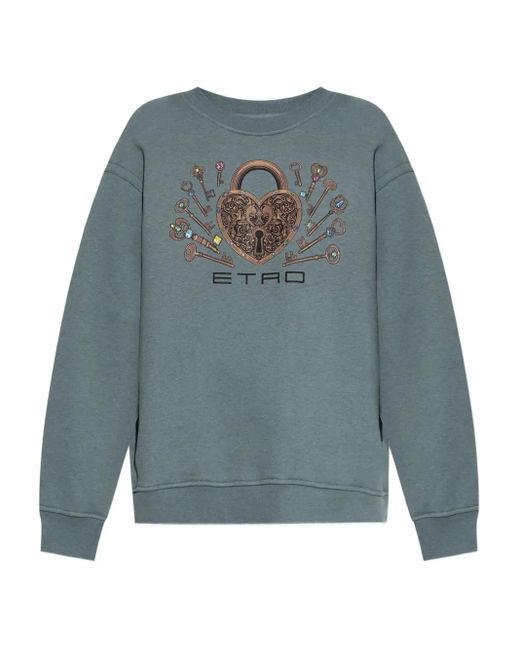 Etro Blue Padlock Graphic Sweatshirt