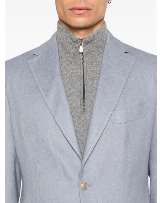 Eleventy Blue Patch-Pocket Single-Breasted Blazer for men