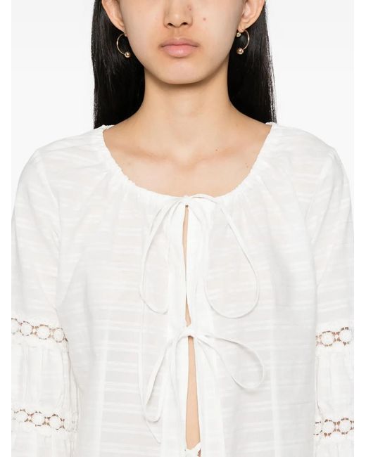 Róisín Pierce White Floral-Embroidered Blouse