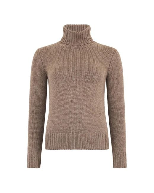 Moorer Brown Ribbed-Knit Turtleneck Sweater