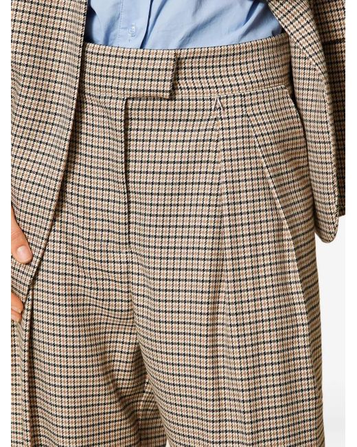 Twinset Natural Houndstooth-Pattern Palazzo Pants