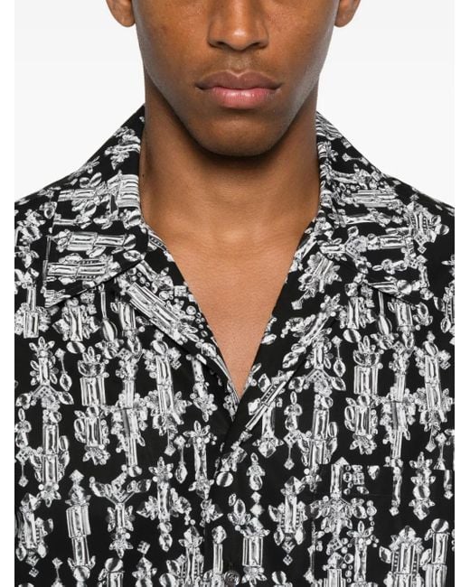 Camicia A Maniche Corte di Alexander McQueen in Black da Uomo