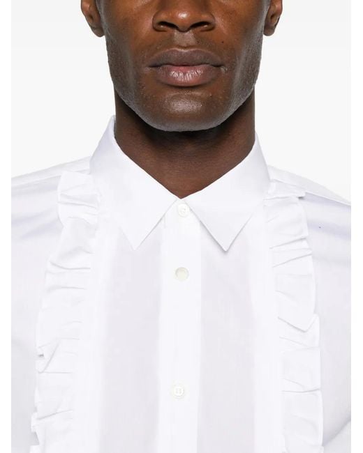 COMME DES GARÇON BLACK White Ruffled-Detail Shirt