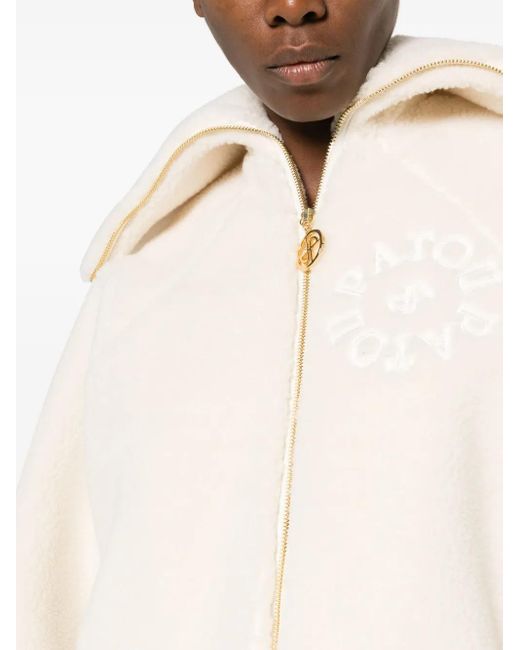 Patou Natural Sweatshirt Jacket With Embroidered Logo