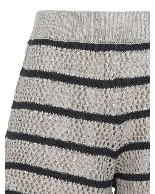 Brunello Cucinelli Gray Striped Shorts