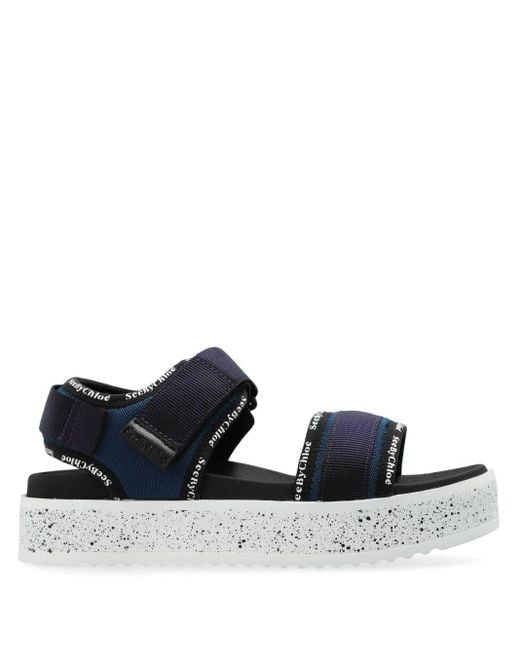See By Chloé Blue Pipper Flatform Sandals